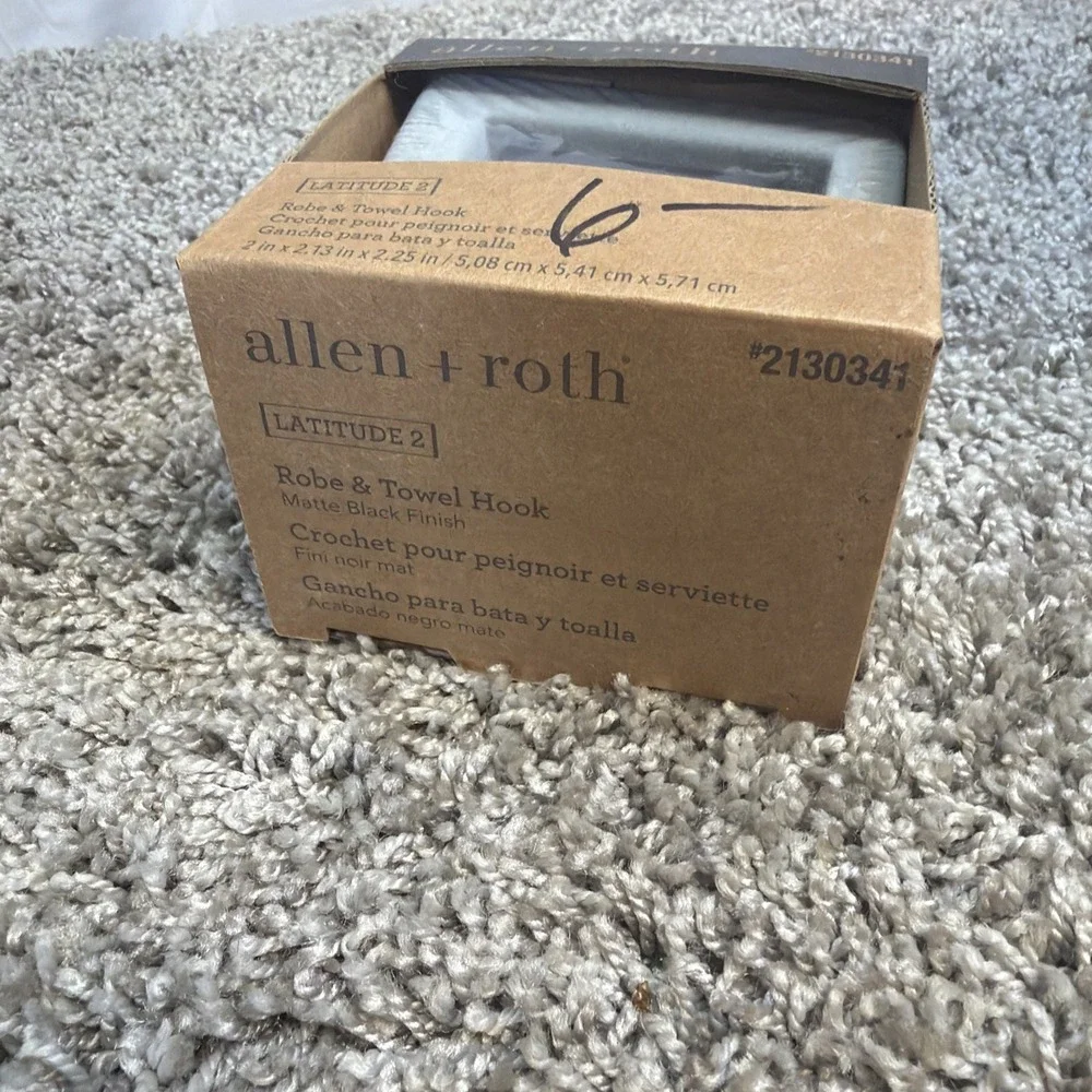 Allen + Roth Latitude 2 Robe & Towel Hook Matte Black Bathroom Wall 2130341